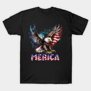 Vintage 4th Of July Merica Patriotic USA Flag Bald Eagle T-Shirt